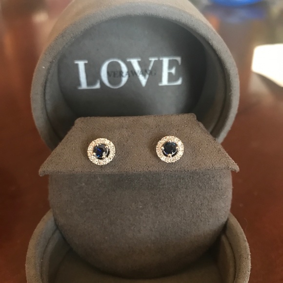 VeraWang Love Collection Blue Sapphire diamondstud - Picture 1 of 4